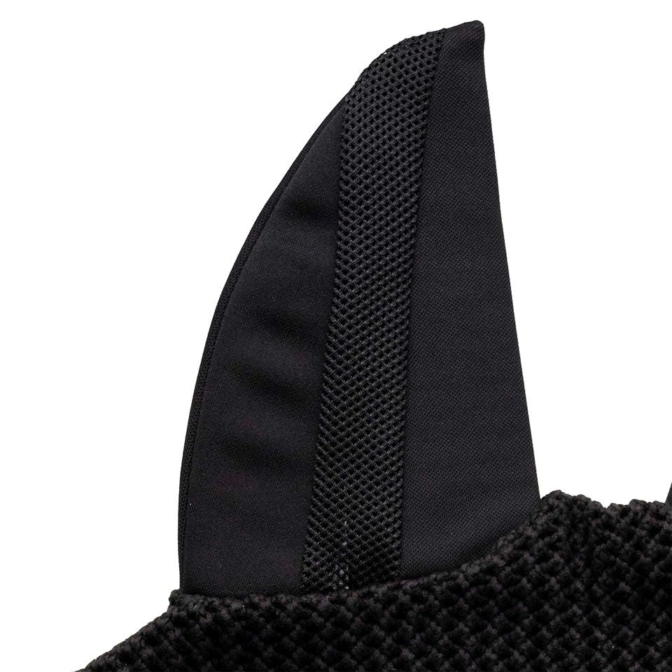 Schockemöhle Sports Air Silent Fly Veil - Black, ear detail | Horse Ear Bonnets | Malvern Saddlery