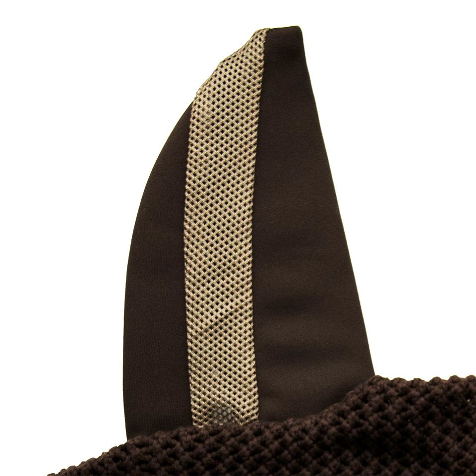 Schockemöhle Sports Air Silent Fly Veil - Brown, ear detail | Horse Ear Bonnets | Malvern Saddlery