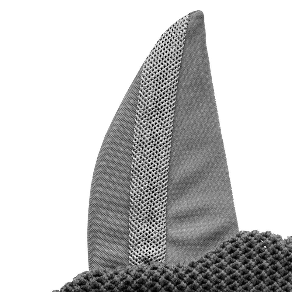 Schockemohle Sports Air Silent Fly Veil - Gray, ear detail | Equestrian Fly Protection | Malvern Saddlery