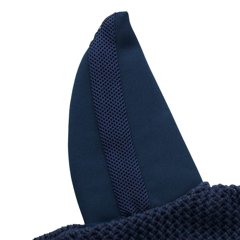 Schockemöhle Sports Air Silent Fly Veil - Navy, ear detail | Horse Ear Bonnets | Malvern Saddlery