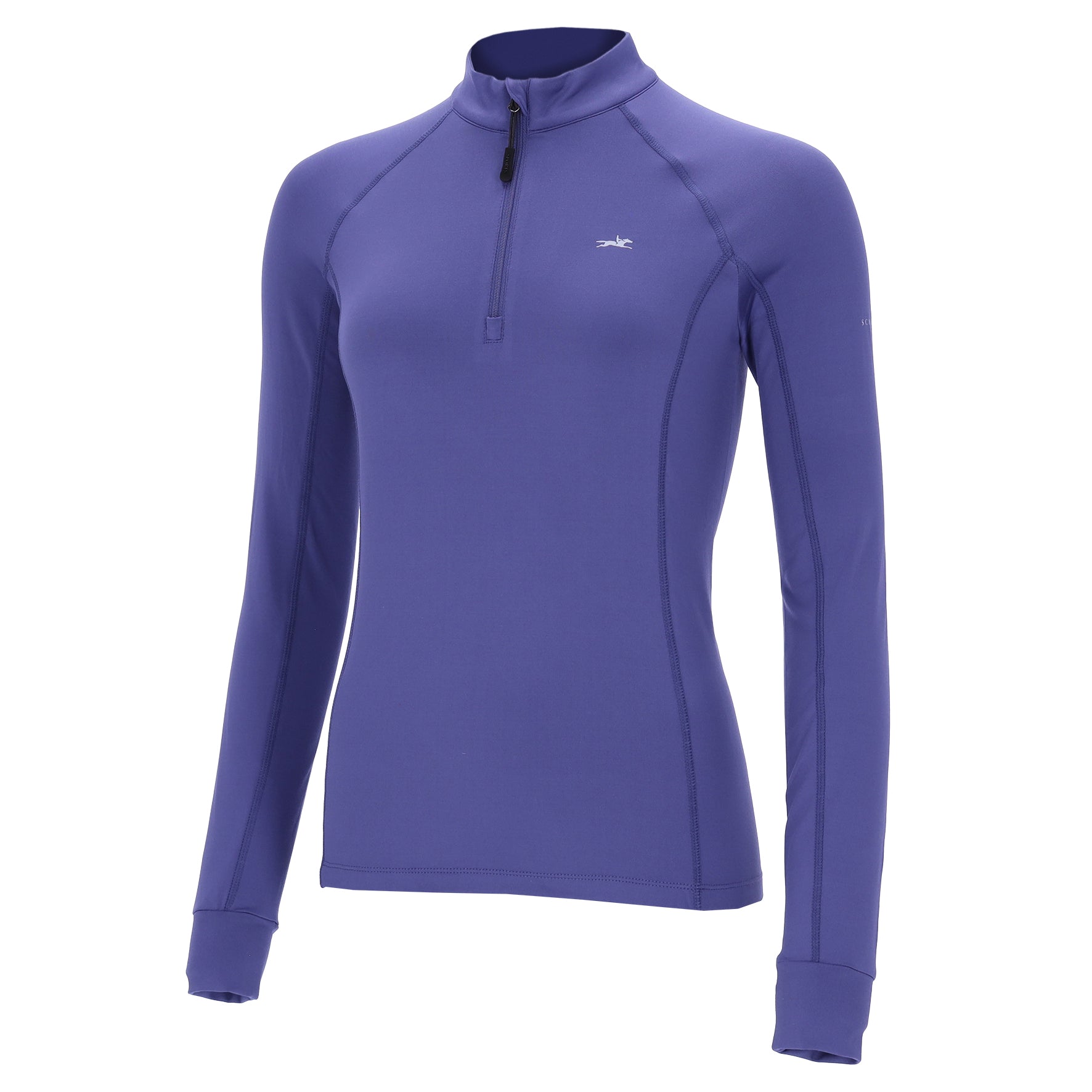 Schockemöhle Winter Page Style Shirt - Ink Blue - quarter zip ladies training layer, front view on white background | Malvern Saddlery