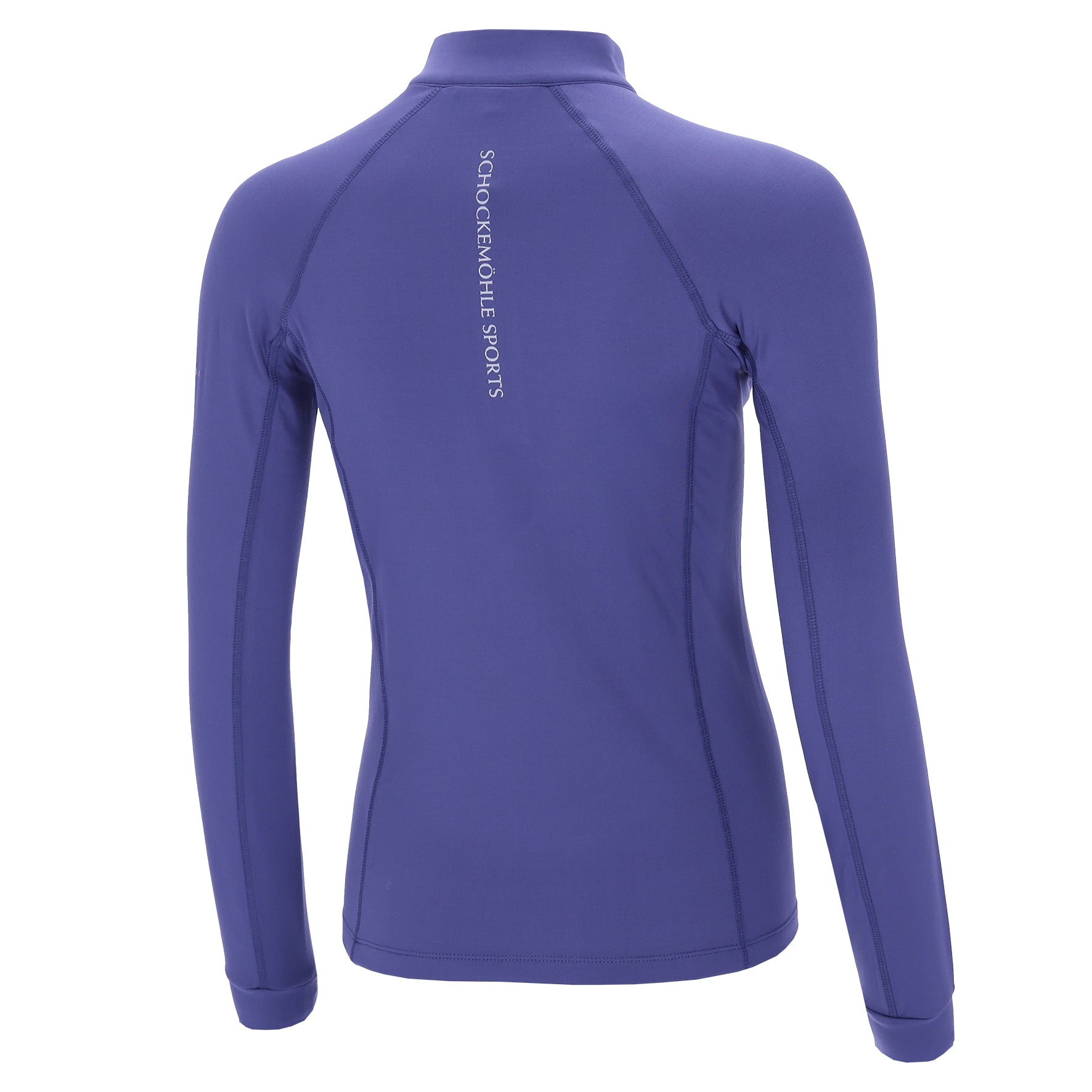 Schockemöhle Winter Page Style Shirt - Ink Blue - quarter zip ladies training layer, back view on white background | Malvern Saddlery