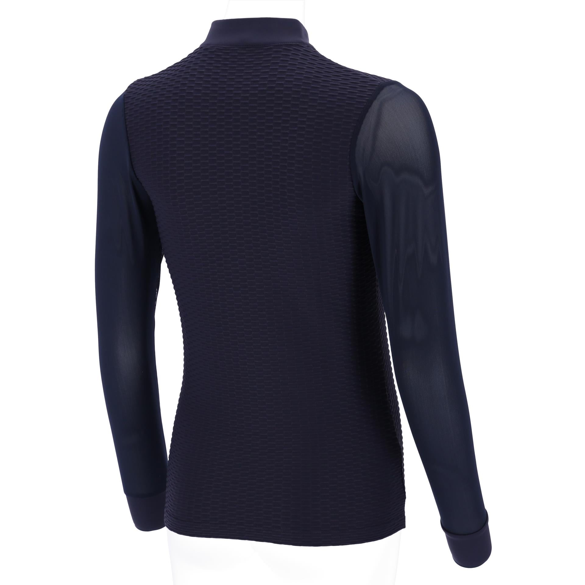 Schockemöhle Gianna Style Long Sleeve Show Shirt, Navy - back view | Equestrian Competition Clothing | Malvern Saddlery