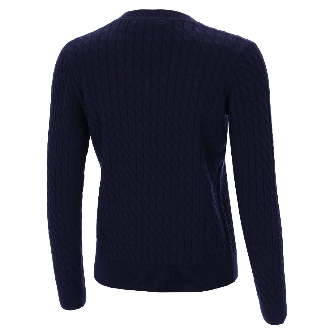 Schockemöhle Sports Womens' SP Pam Style Sweater -Navy; back view on white background| Malvern Saddlery