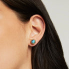 Dean Davidson Signature Midi Studs - Gold, Labradorite, on model | Malvern Saddlery