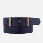 Hybrid Buckle Italian Leather Belt - Navy with Gold accent | Malvern Saddlery