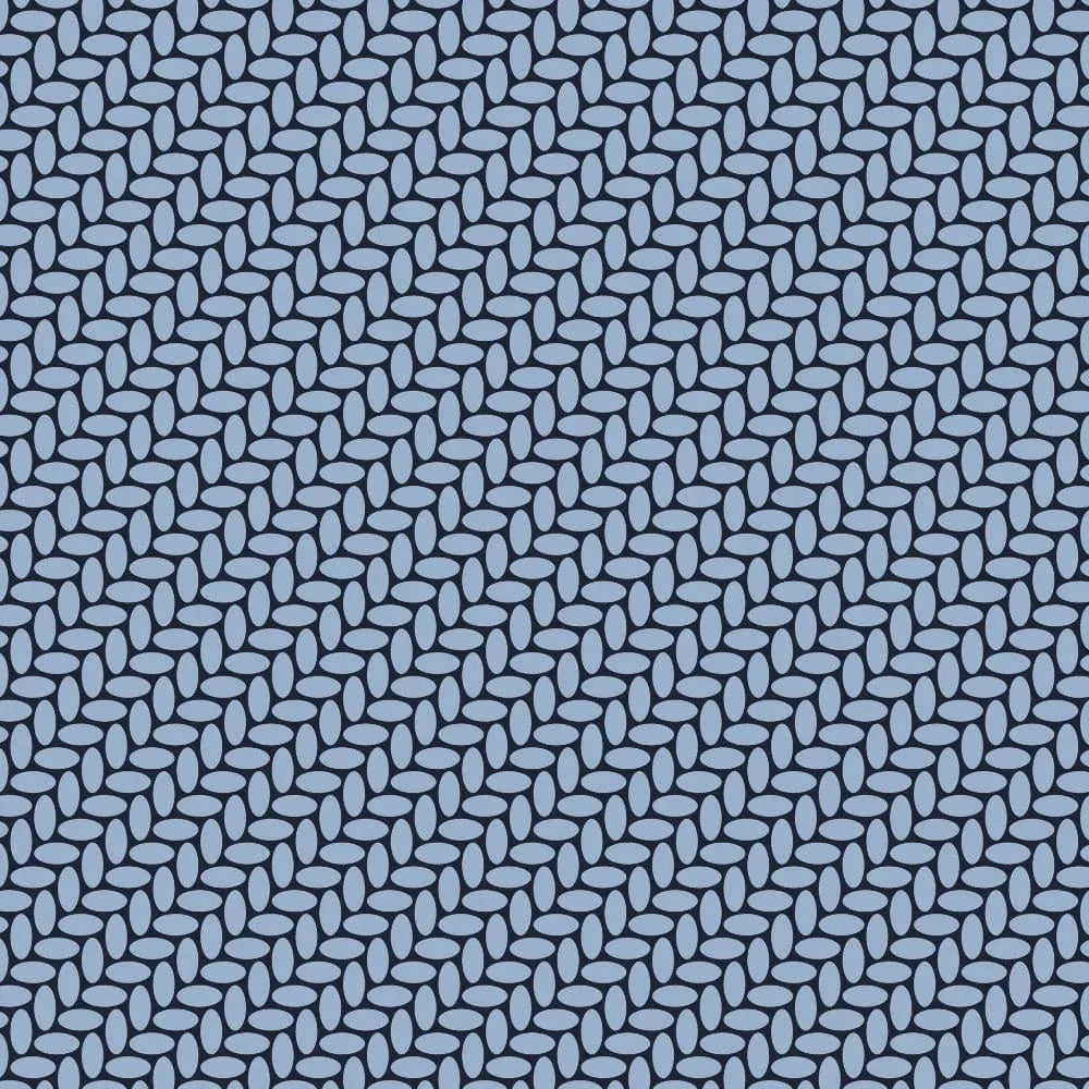 Patterned fabric swatch with a blue geometric design