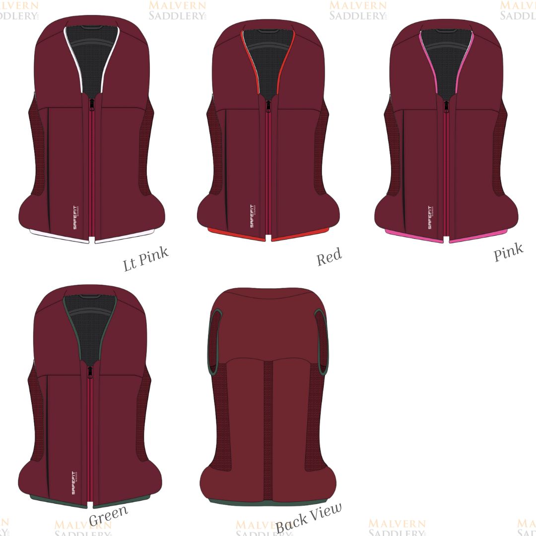 Safefit Airbag Vest Custom designs - generated - bordeaux 5 piping options | Malvern Saddlery