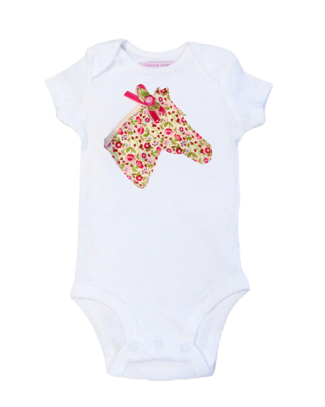 Baby Equestrian Onesie Bodysuit - English Rose applique | Malvern Saddlery