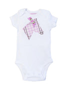 Claudia Anderson Equestrian Baby Onesie - Lilac Plaid Applique | Malvern Saddlery