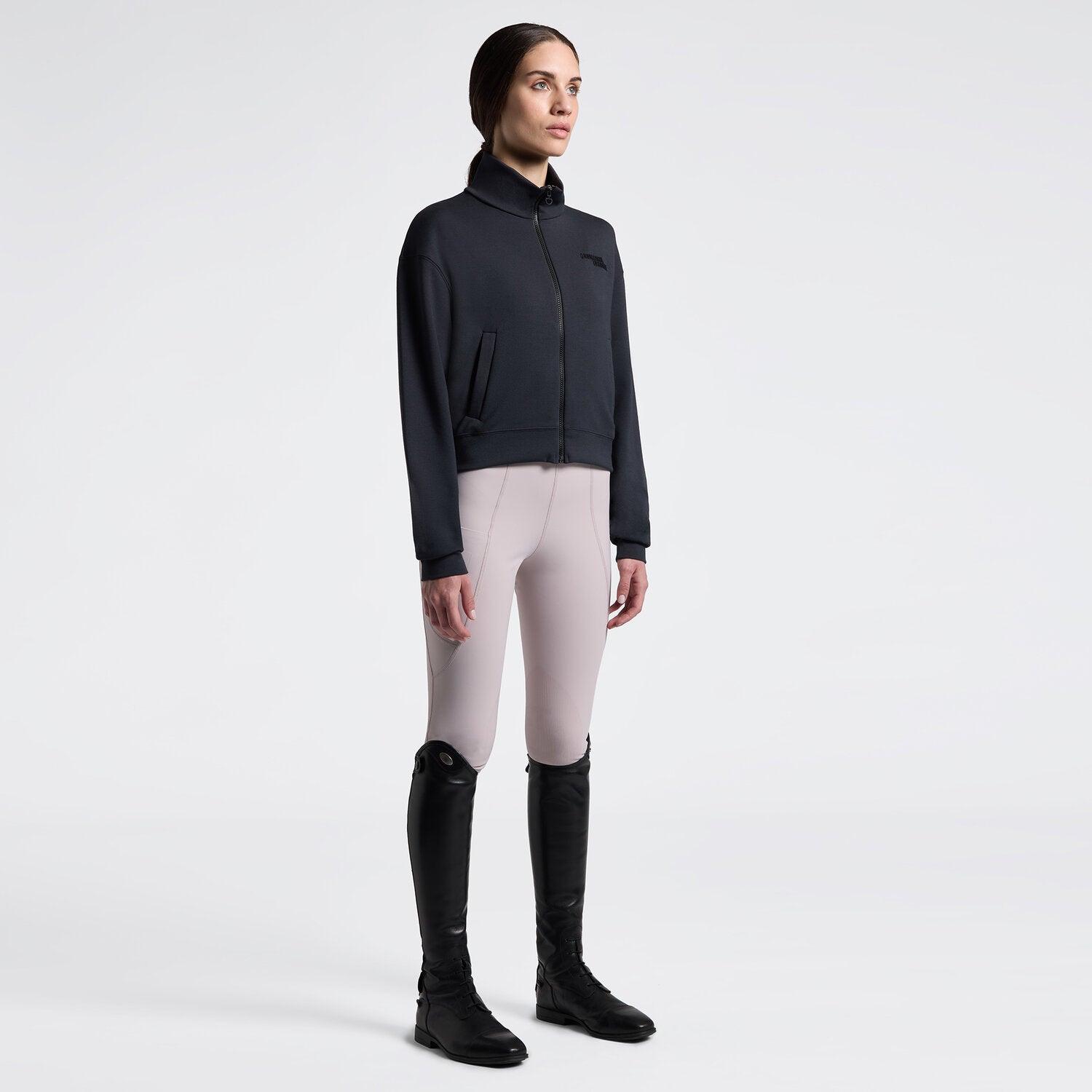 Cavalleria Toscana Women's Sweatshirt with Zip - Charcoal | Malvern Saddlery