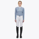 Cavalleria Toscana Girl's Jersey Zip Competition Polo - Light Blue | Young Rider Show Shirts | Malvern Saddlery