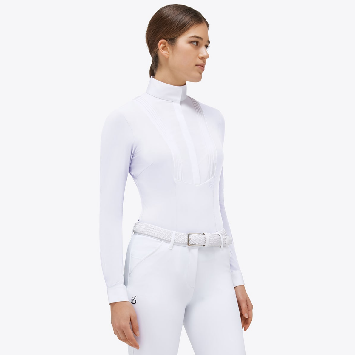 Cavalleria Toscana Ladies Long Sleeve Hunter Competition Shirt - White | Show Shirts | Malvern Saddlery