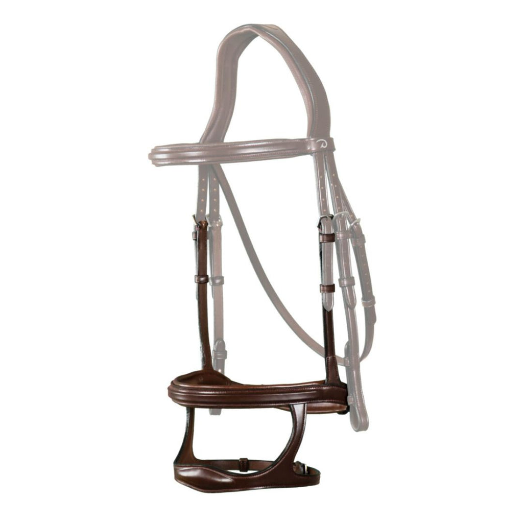 Dy'on Double Jumper Noseband - Brown, matching stitching, stainless steel buckles | Malvern Saddlery