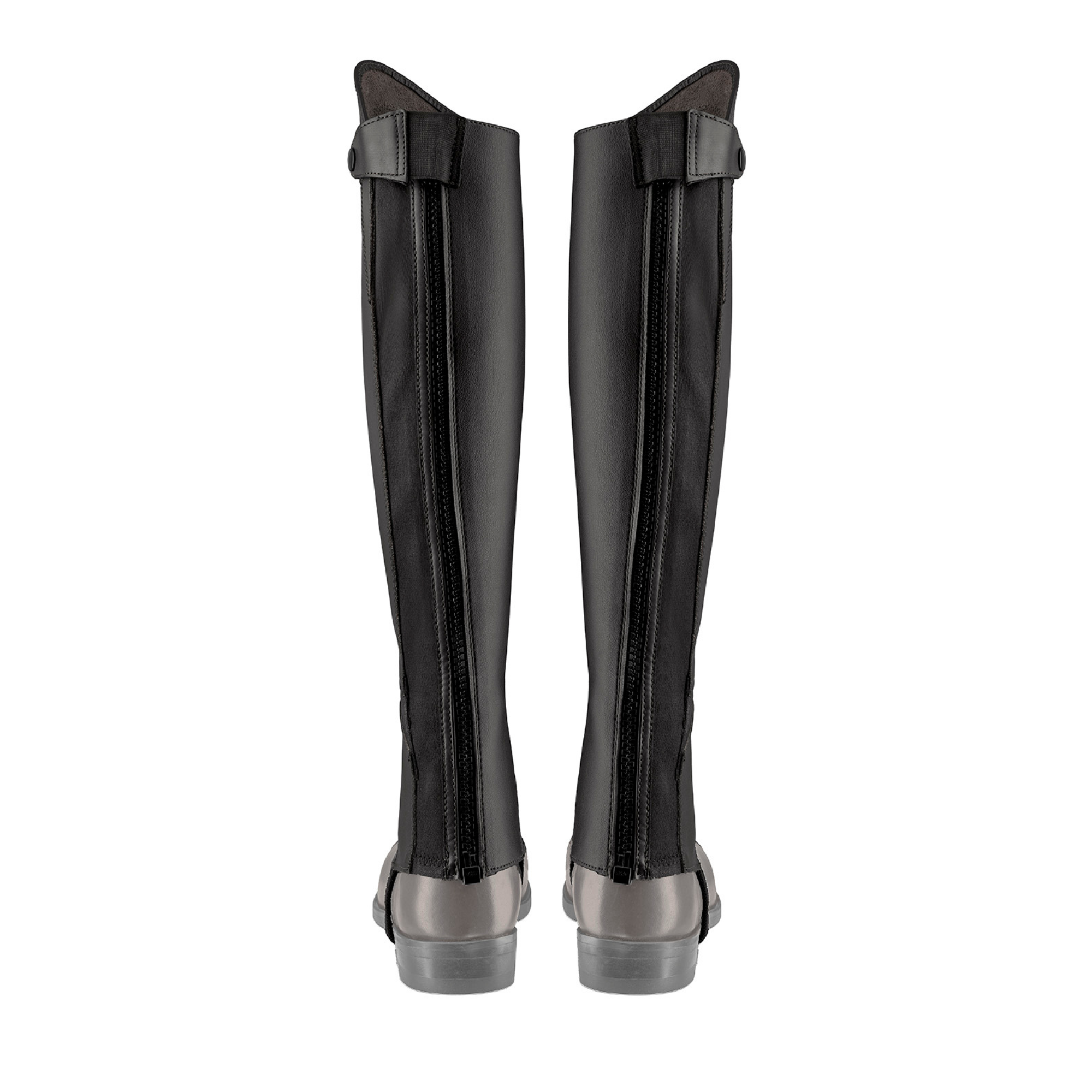 EGO7 Lyra black leather equestrian half chaps, rear view