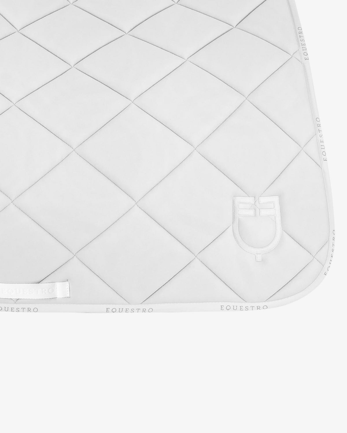 Equestro Dressage GP Technical Fabric Saddle Pad - White; logo detail | Malvern Saddlery
