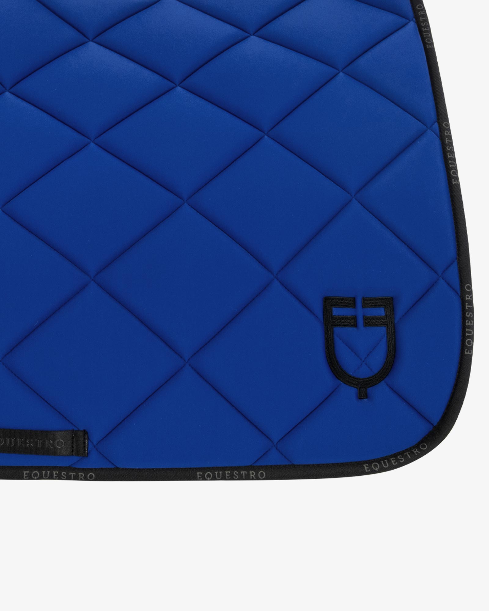 Equestro Dressage GP Technical Fabric Saddle Pad - Cobalt Blue with 
Black piping; logo detail | Malvern Saddlery