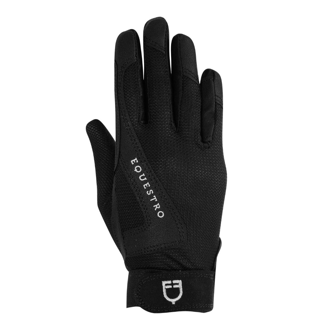 Equestro Young Rider Technical Gloves - Black| Children's Riding Accessories | Malvern Saddlery