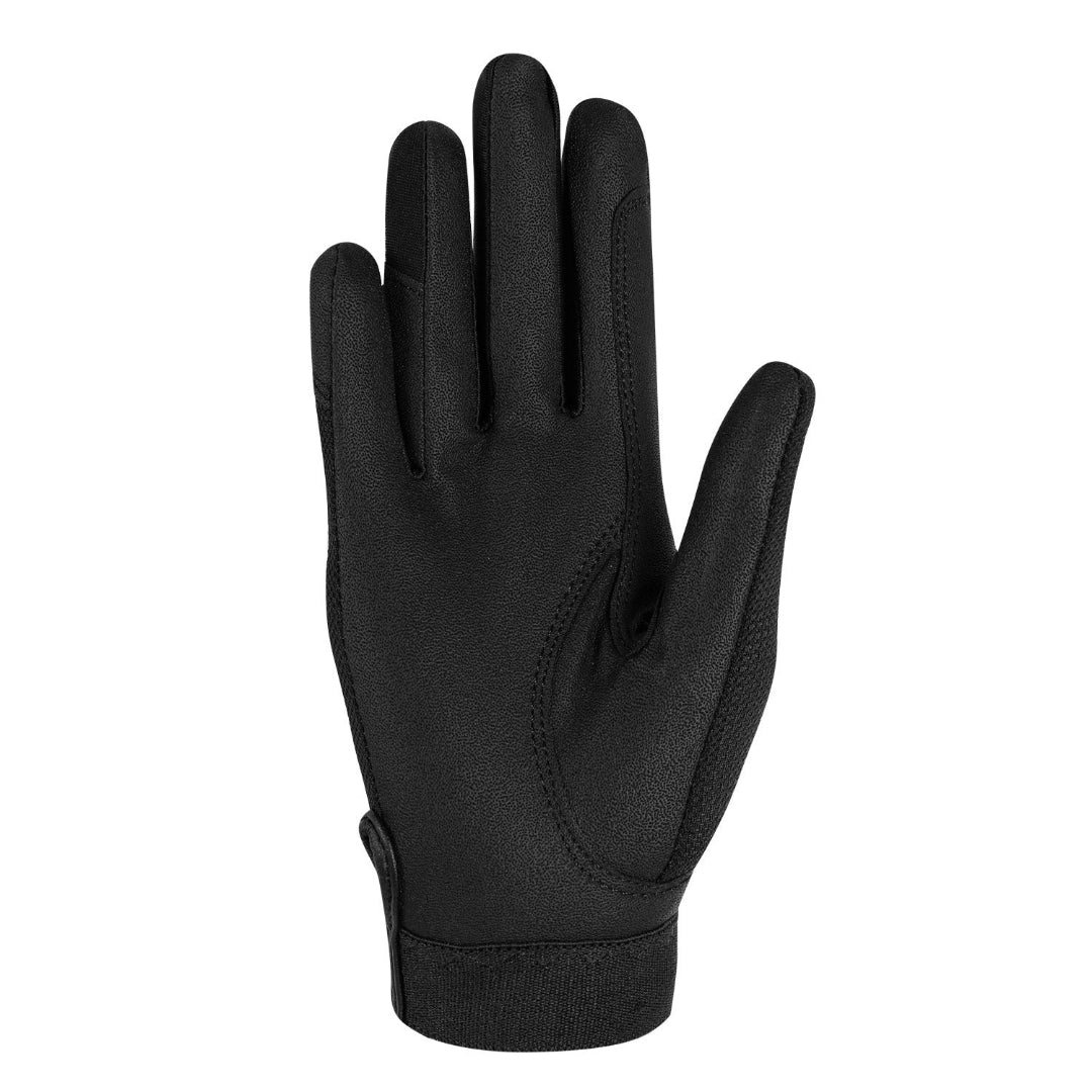Equestro Young Rider Technical Gloves - Black; palm side view | Children's Riding Accessories | Malvern Saddlery