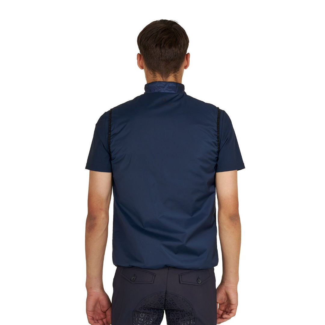 Equestro Men's Packable Vest - Navy Blazer; back view shown on man on white background | Men's Riding Apparel | Malvern Saddlery