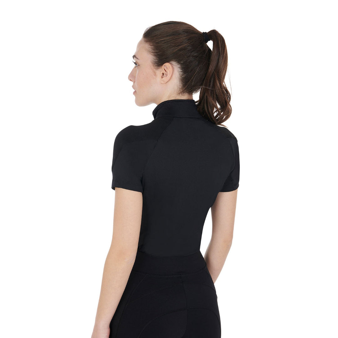 Equestro Women's Mesh Slim Fit Short Sleeve Base Layer - Black | Training Shirts | Malvern Saddlery