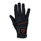 Equestro Logo Technical Riding Gloves - Black/Brown | Malvern Saddlery