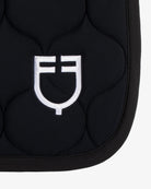 Equestro Circular Quilt Jump Saddle Pad; rear side logo detail | Malvern Saddlery