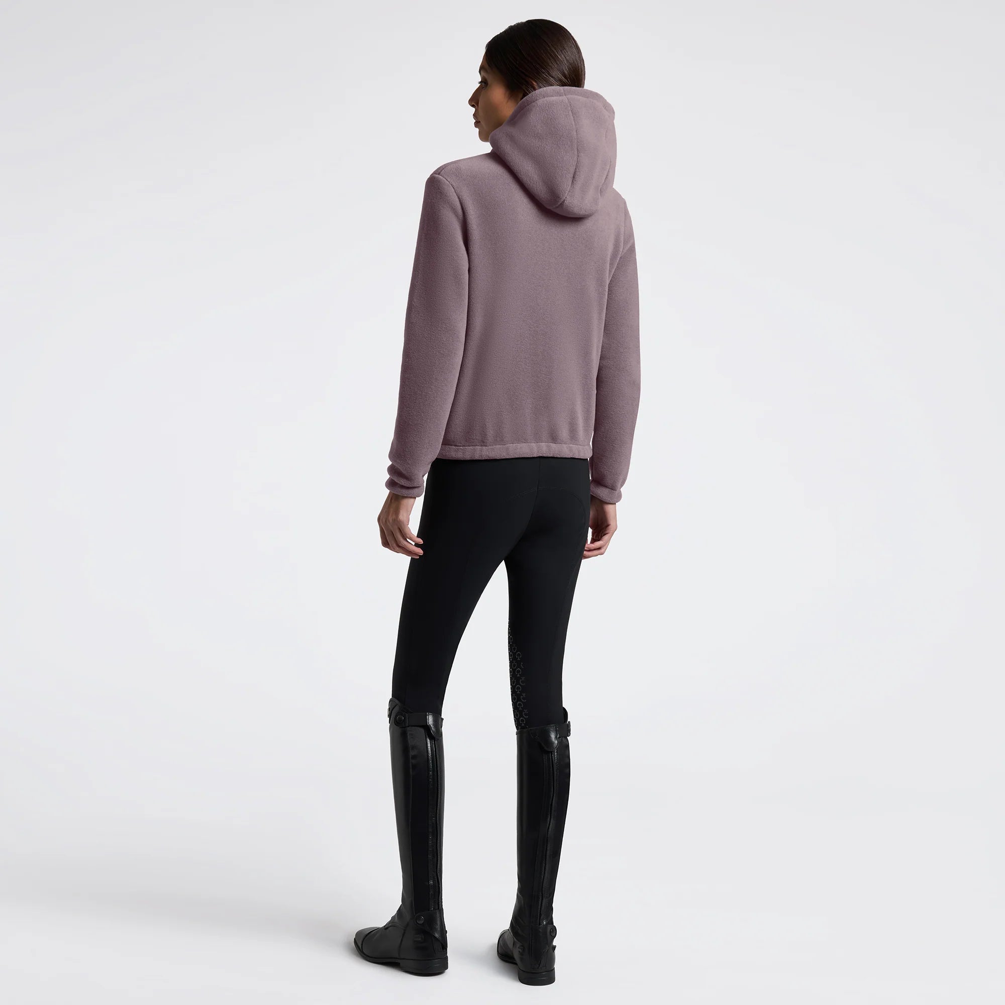 Cavalleria Toscana Women's Fleece Zip Hoodie; grape shake purple; back view | Malvern Saddlery