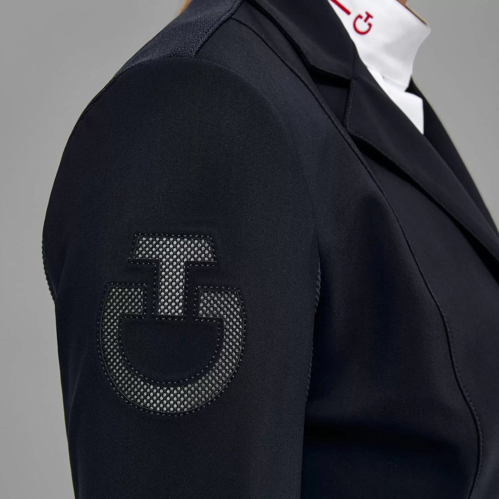 Cavalleria R-Evo Light Tech Knit Riding Jacket - Navy, right shoulder detail | Malvern Saddlery