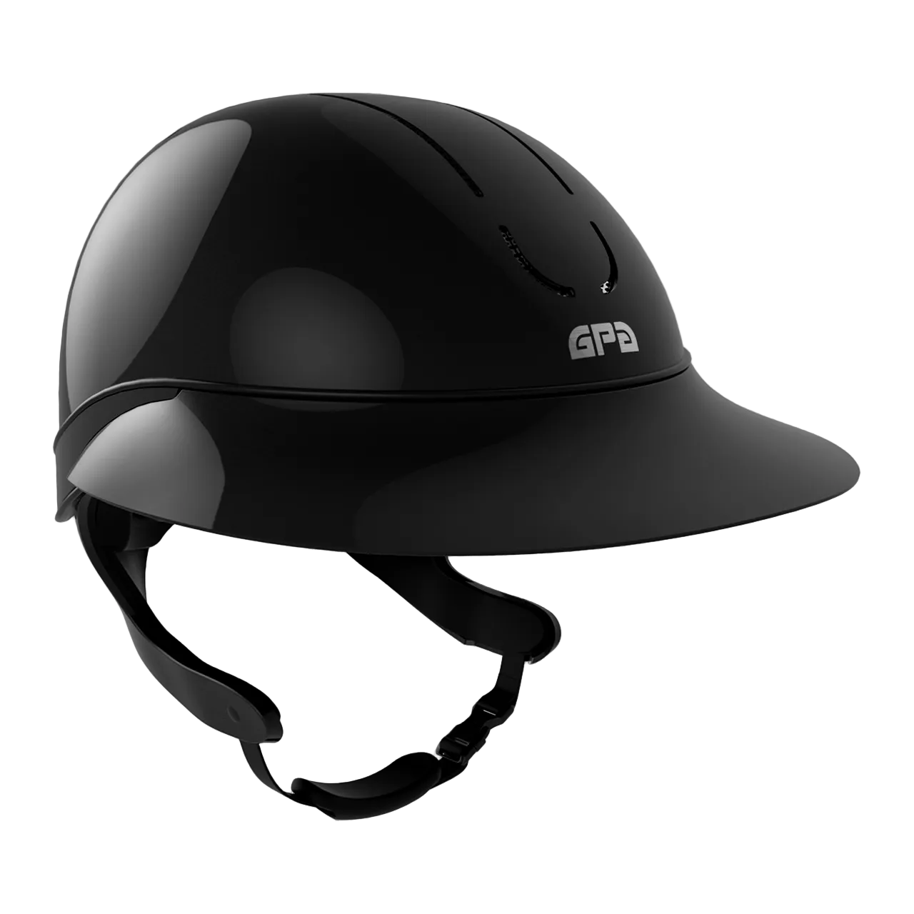 GPA First Lady Global TLS Equestrian Helmet - Glossy Black | Wide Brim Helmets | Malvern Saddlery