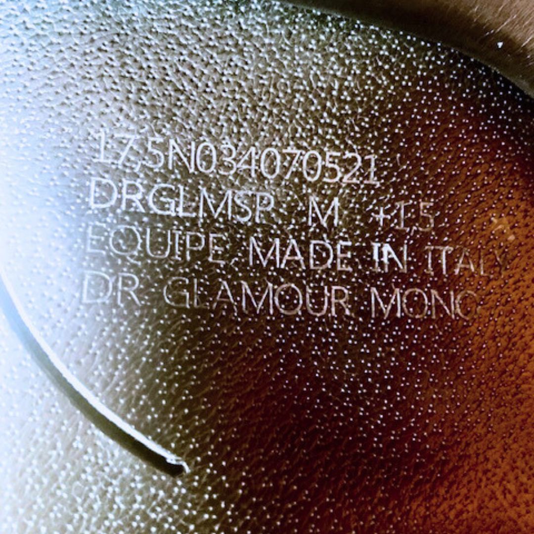 Equipe Glamour E-Carbon - Demo Model - Black w/white stitching, 17.5 Medium +1.5 | Malvern Saddlery