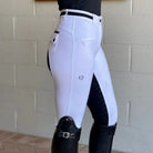 Halter Ego Kimberly Full Seat Equestrian Breeches - White with Bllack Seat | Malvern Saddlery