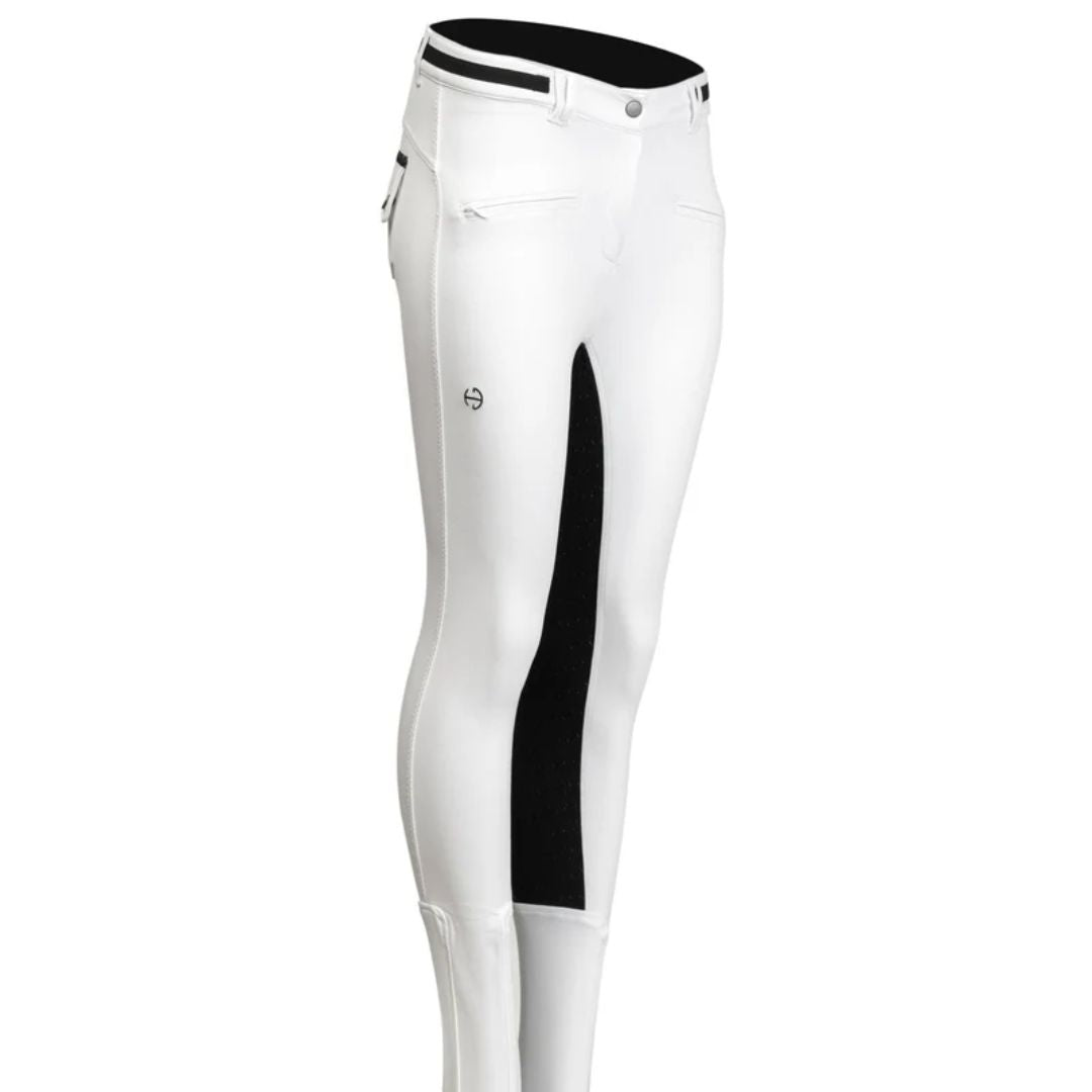 Halter Ego Kimberly Full Seat Equestrian Breeches - White with Bllack Seat | Malvern Saddlery