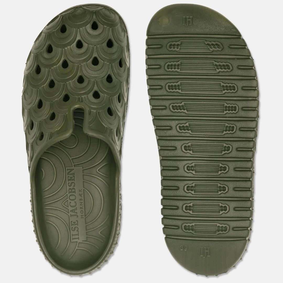 Ilse Jacobsen Slip-In Clogs - Army Green | Womens Lifestyle Footwear | Malvern Saddlery