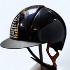 KEP Italia Cromo 2.0 Custom Designed Equestrian Helmet - Blue Polish, cognac leather chinstrap | Malvern Saddlery