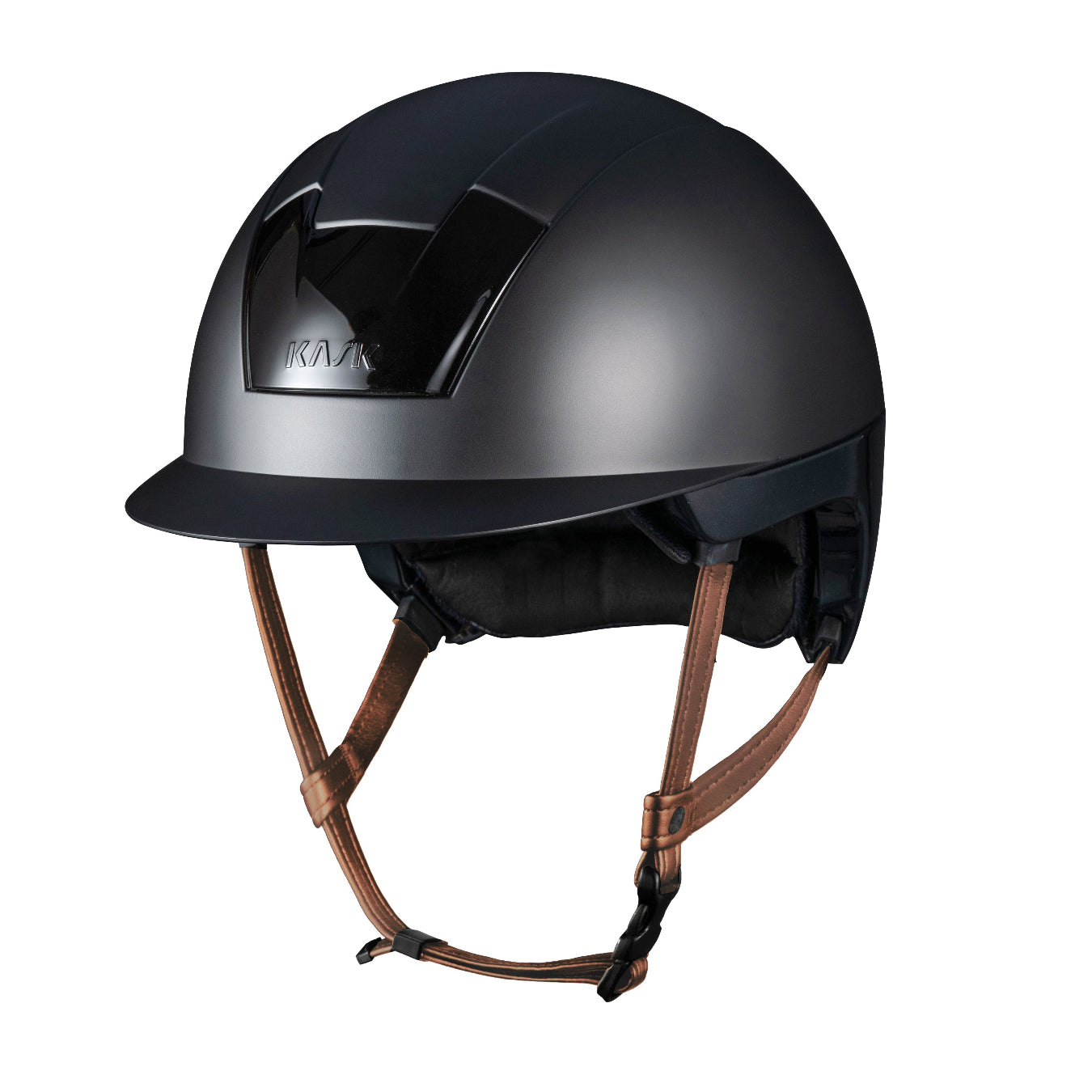 KASK Equestrian Kooki Matte Helmet - Black with tan chinstrap | Malvern Saddlery