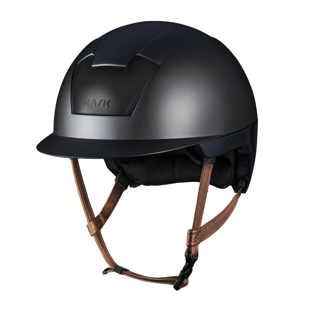 KASK Equestrian Kooki Shadow Helmet - Black with tan chinstrap | Malvern Saddlery