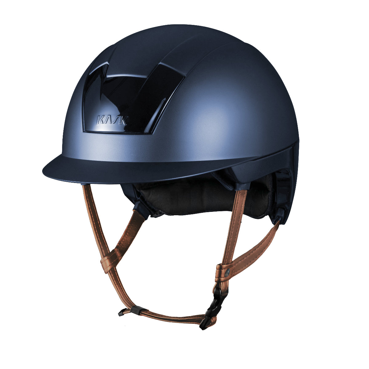 KASK Equestrian Kooki Matte Helmet - Navy with Tan Chinstrap | Malvern Saddlery