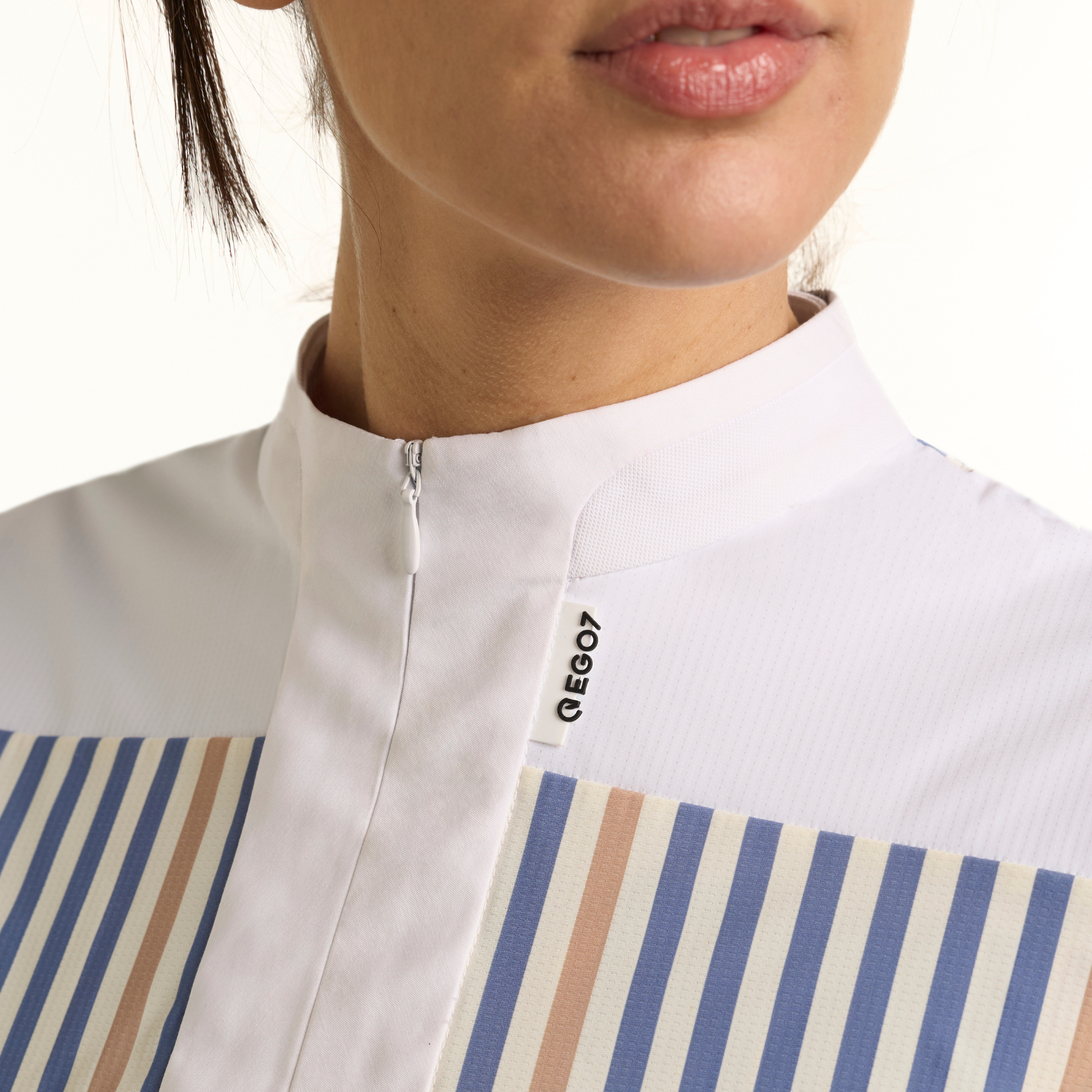 Ego 7 Leila Long Sleeve Show Shirt in Colony Blue, fabric detail - Malvern Saddlery