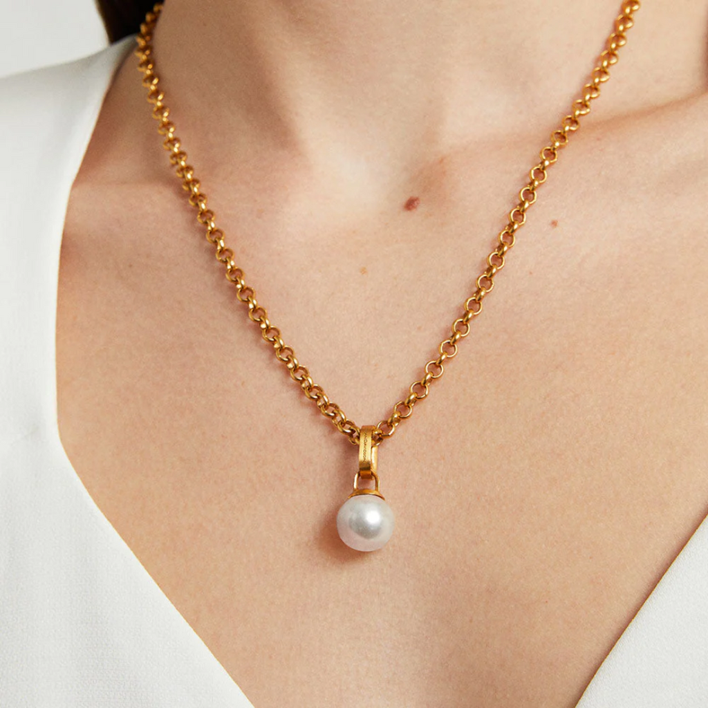 Dean Davidson Manhattan Pendant Necklace - Pearl, shown on model | Malvern Saddlery