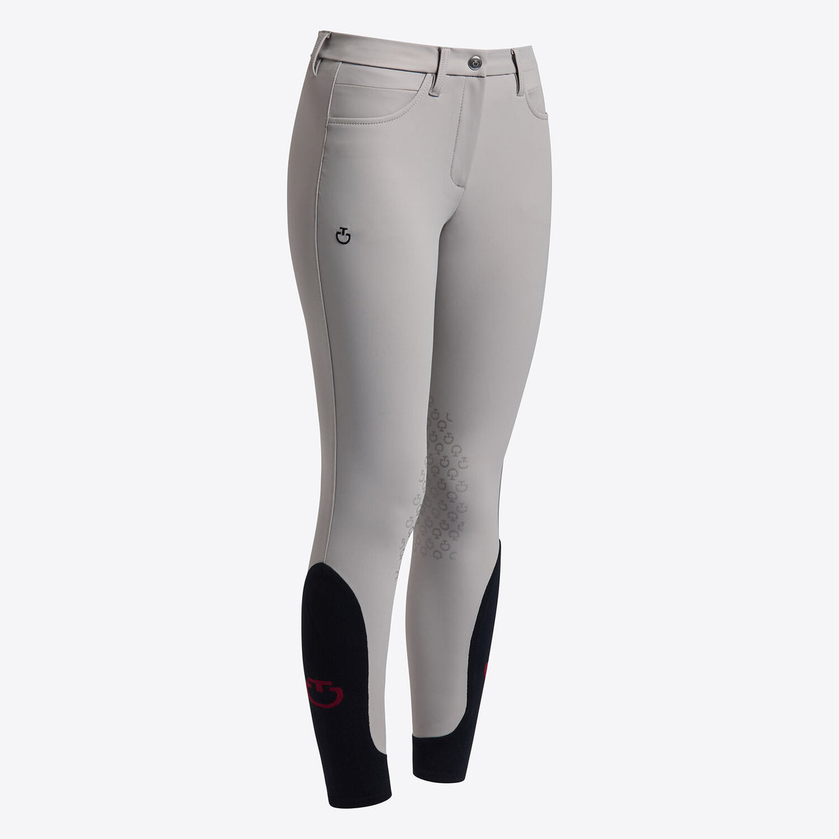Cavalleria Toscana Girls' Knee Grip Breeches - Grey, front view | Malvern Saddlery