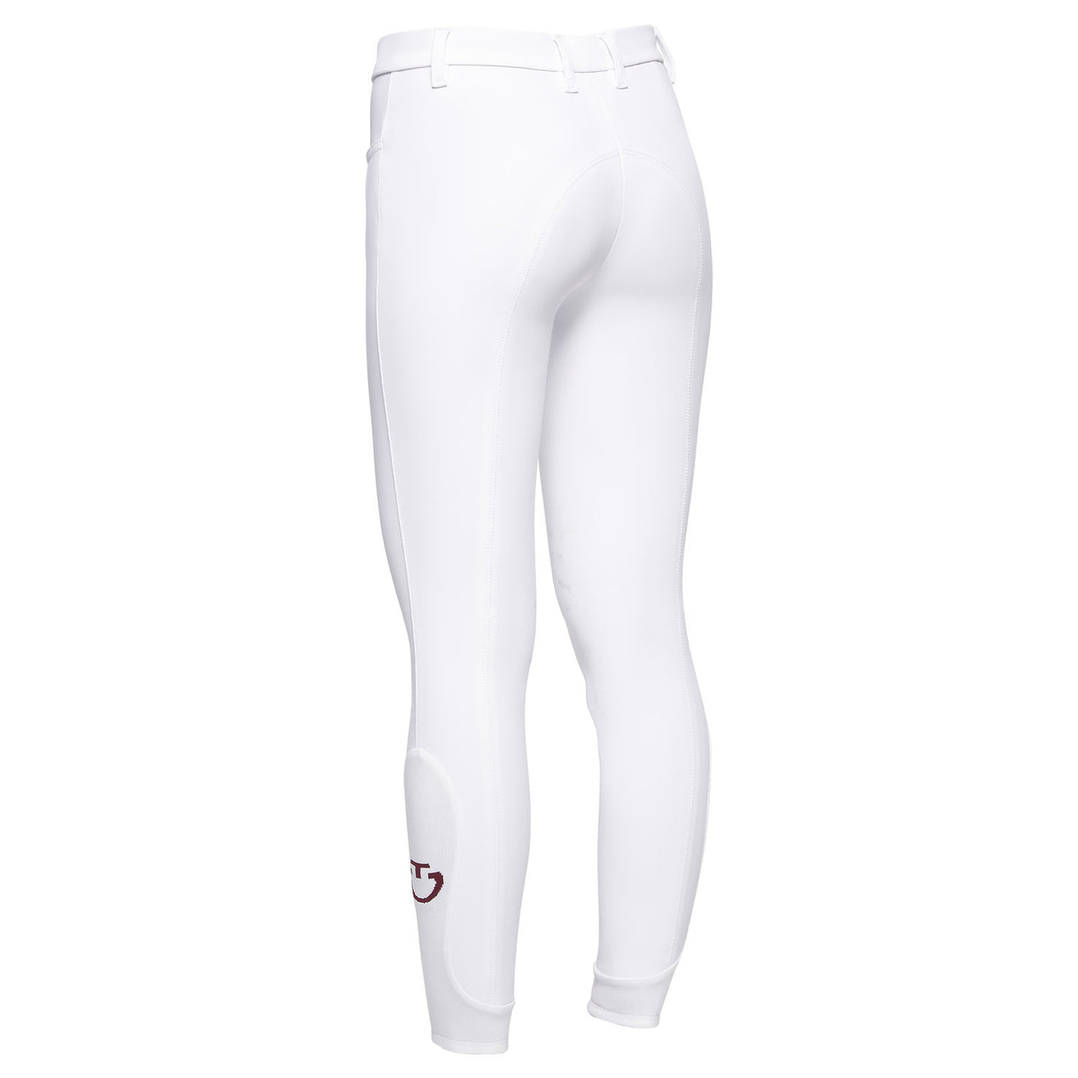 Cavalleria Toscana Girls' Horse and Helmet Knee Grip Breeches - White, back view | Malvern Saddlery