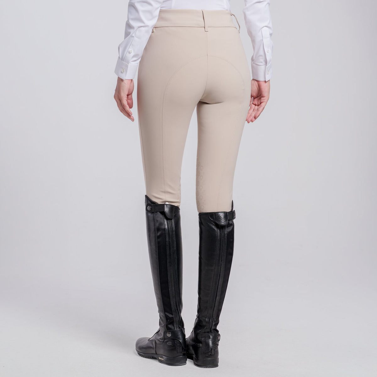Cavalleria Toscana Women's American Knee Grip Breeches - Beige, back view | Malvern Saddlery