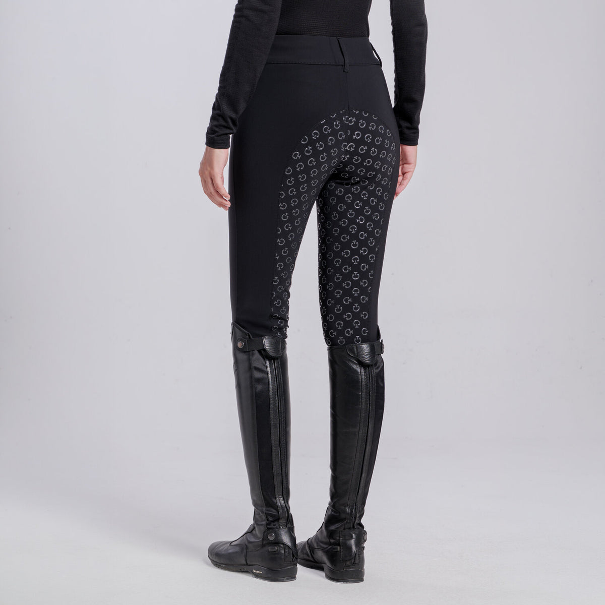 Cavalleria Toscana Women's American Full Grip Breeches - Black, back view | Malvern Saddlery