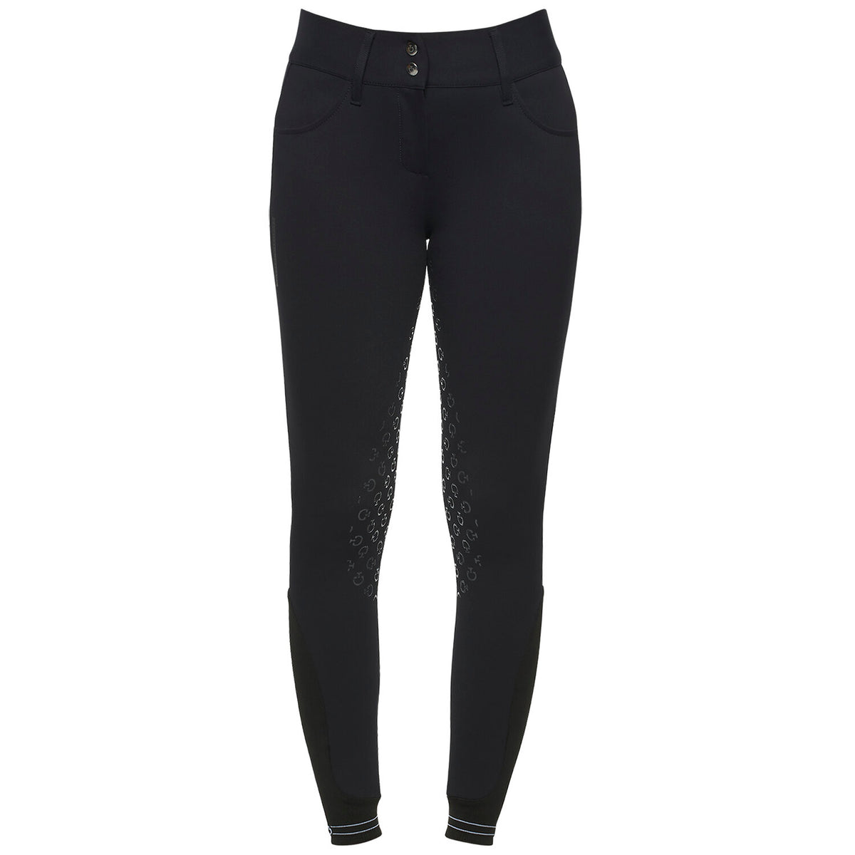 Cavalleria Toscana Women's Perforated Logo Tape Full Grip Breeches - Black, back view | Malvern Saddlery