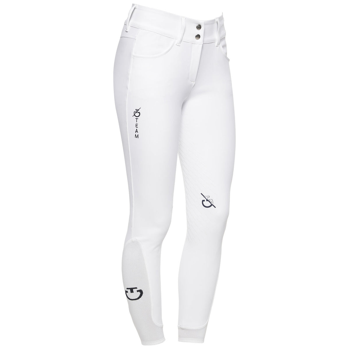 Cavalleria Toscana Women's Team High Waist Full Grip Breeches - White, front view | Malvern Saddlery