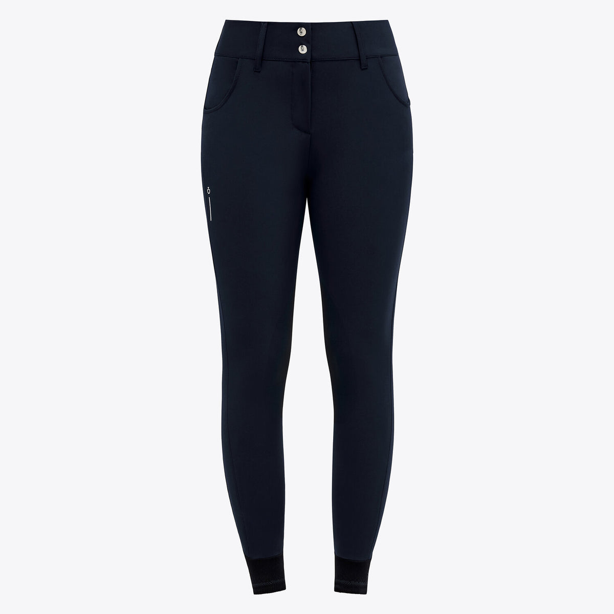 Cavalleria Toscana Women's RS High Waist Knee Grip Breeches - Navy, front view | Malvern Saddlery