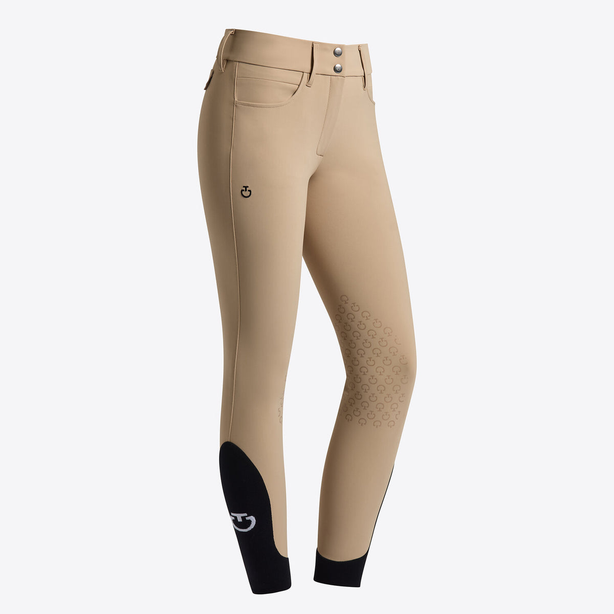 Cavalleria Toscana Women's Knee Grip Breeches with Back Pockets - Beige, front view | Malvern Saddlery