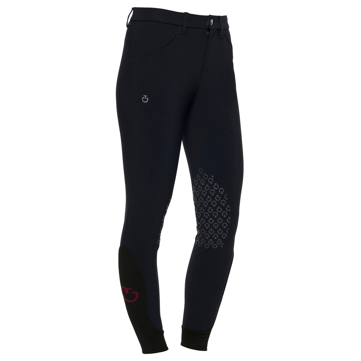 Cavalleria Toscana Kids' Logo Knee Grip Breeches - Navy, front view | Malvern Saddlery