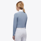 Cavalleria Toscana Girl's Jersey Zip Competition Polo - Light Blue; back view | Young Rider Show Shirts | Malvern Saddlery